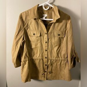 Chicos faux snakeskin tan blouse/jacket size 2